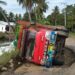 Gara-Gara Jalan Rusak, Mobil Truk Pengangkut Gabah Terbalik